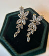 1pair Bridal Cubic Zirconia  Earrings, Elegant & Trendy Leaf Design Accessory