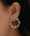 1pair Fashionable Exaggerated Round Crystal Inlaid Vintage Style Statement Earrings