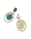1pair Gold-Color Rhinestone & Pearl Bohemian Style Earrings For Women, Fashionable And Shiny Accessories