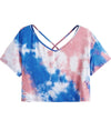 SweatyRocks Women's Tie Dye Print Long Sleeve Cropped T-Shirt