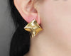 Stud crumpled earrings, stainless steel gold earings, square crumpled earrings with texture