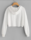 EZwear letter Graphic Drop Shoulder  Raw hem crop hoodie