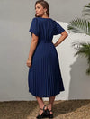 Butterfly pleated round neck pleated women’s dress