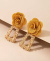 Flower Decor Textured Metal Drop Earrings Valentines