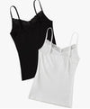 SweatyRocks Women's 2 Pack Lace Trim Tank Tops