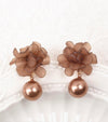 Flower & Faux Pearl Drop Earring