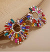 1 Pair Chic Alloy Rhinestone & Crystal Sunflower Design Earrings, Flashy & Luxurious