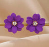 Rhinestone Decor Flower Design Stud Earrings