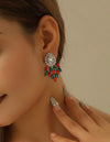 1pair Luxury Geometric Rhinestone Stud Earring
