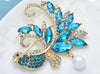 Wuli&baby Bird Brooch Pins for Women Luxury Rhinestone Blue Gorgeous Brooches Party Office Jewelry Gifts