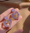 Purple Artificial Crystal Drop Earrings