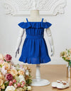 GIRLS Baby Ruffle Trim Cold Shoulder Ruffle Hem Belted Dress