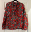 red and green floral long sleeve blouse