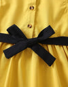 GIRLS Kids EVRYDAY Young Girl Yellow Solid Color Sweet & Comfortable Holiday Dress With Stand Collar And Ruffled Sleeves For Summer