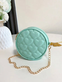  Chain Strap Kids' Embroidered Round Shoulder Bag