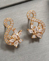 2pcs Fashionable Cubic Zirconia Flower Decor Stud Earrings Suitable For Daily Wear By Women