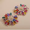 1 Pair Chic Alloy Rhinestone & Crystal Sunflower Design Earrings, Flashy & Luxurious