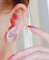 1 Pair Elegant Pink Cubic Zirconia Stud Earrings