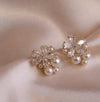 Flower Zircon Earrings Versatile Small and Simple Pearl Earrings
