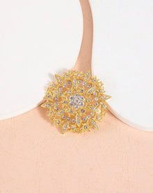  1pc Round Rhinestone Traditional Alloy Brooch Pin For Shirts, Dresses, Suitable For Festivals, Weddings And Daily Wear