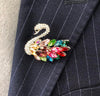 Rhinestone Swan Design Brooch