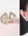 1pair Simple Style Diamond-Inlaid Earrings For Women, Daily Matching