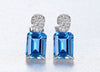 Sterling Silver Stud Earrings Blue Gemstone Jewelry for Party Engagement Women Jewelry