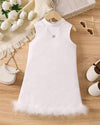 GIRLS Young Girl Fuzzy Trim Mock Neck Tank Dress