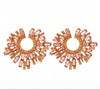 1pair Fashionable Exaggerated Sunflower Shaped Alloy Earrings With Colorful Rhinestones For Women