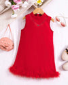 GIRLS Young Girl Fuzzy Trim Tank Dress