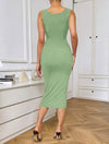 Privé Women Sleeveless Dress With Square Neckline And Pleated Detailing