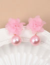 Flower & Faux Pearl Drop Earrings