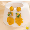 Bead & Leaf Drop Earrings