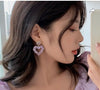 Purple Artificial Crystal Drop Earrings