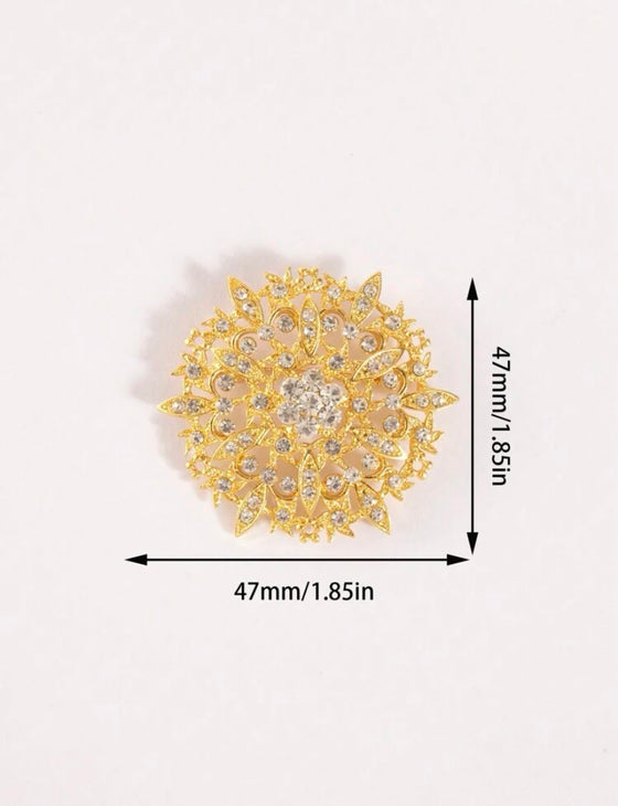 1pc Round Rhinestone Traditional Alloy Brooch Pin For Shirts, Dresses, Suitable For Festivals, Weddings And Daily Wear