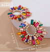 1 Pair Chic Alloy Rhinestone & Crystal Sunflower Design Earrings, Flashy & Luxurious