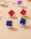 6pairs/set Rhinestone Decor Stud Earrings