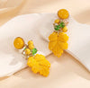 Bead & Leaf Drop Earrings