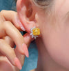 1 Pair Luxury Yellow Cubic Zirconia Stud Earring