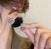 Trendy Stylish Heart Earring Set /Stud Earring Pink Gold Plated