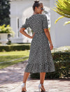 VCAY Ditsy Floral Puff Sleeve Knot Side Wrap Dress