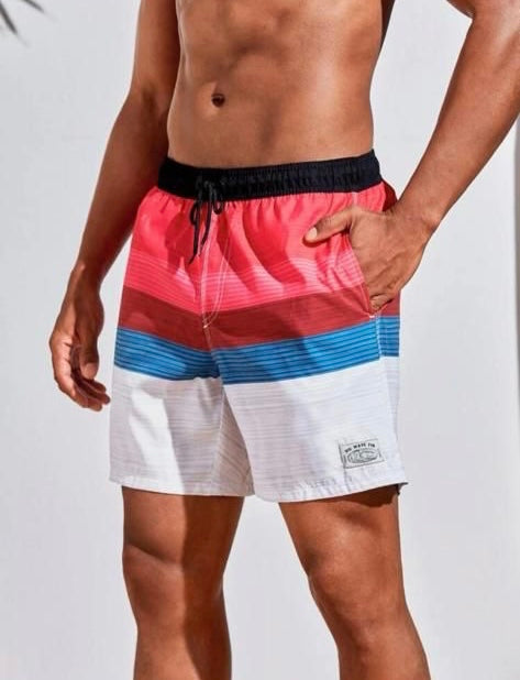 MALE COLOBLOCK DRAWSTRING SHORTS