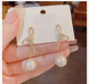 Crystal Bow Earrings Gold Bowknot Dangle Drop Earring Dainty