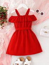 GIRLS Kids EVRYDAY Toddler Girls Cold Shoulder Ruffle Trim Belted Dress