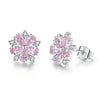 Clubic Zircon Pink Flower-Shaped Stud Earrings