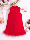 GIRLS Young Girl Fuzzy Trim Tank Dress