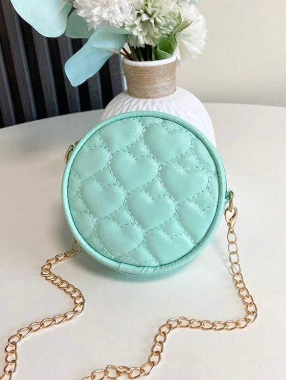 Chain Strap Kids' Embroidered Round Shoulder Bag