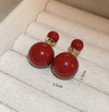 1pair Front-Back Design Faux Pearl Stud Earrings