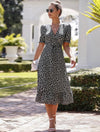 VCAY Ditsy Floral Puff Sleeve Knot Side Wrap Dress