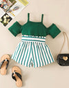 GIRLS Kids EVRYDAY Toddler Girls Cold Shoulder Tee & Striped Paperbag Waist Shorts